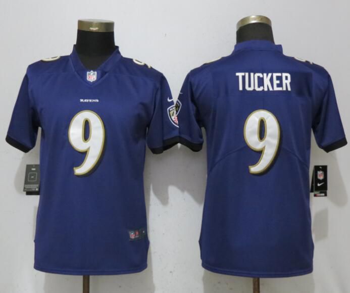 Women Baltimore Ravens 9 Tucker Purple Vapor Untouchable Player Nike Limited NFL Jerseys